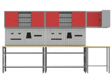 Work Cabinet Set with Shelf with Storage 10 pcs Red and Grey 3321517