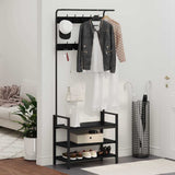 Coat Rack with Shelf Black Oak 75 x 34 x 184 cm Engineered wood 879953