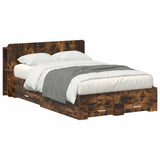 Bed Frame with Storage Smoked Oak 120 x 190 cm Engineered Wood 3433738