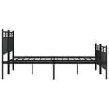 Metal Bed Frame without Mattress with Footboard Black 140x190cm 373709