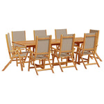 ZNTS 9 Piece Garden Dining Set Solid Wood Acacia and Textilene 3279321