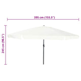Garden Parasol Sand 394 x 394 x 248 cm Polyester and Steel 42003636