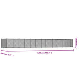 Dog Cage with Door Grey 12x2x1.5 m Galvanised Steel 3209582