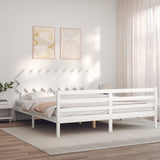 Bed Frame without Mattress White Super King Size Solid Wood 3195302