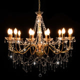 Chandelier with Beads Golden 12 x E14 Bulbs 281611