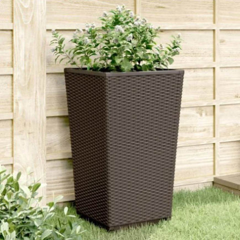 Garden Planters 4 pcs Brown 32.5x32.5x57 cm PP 367855