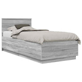 Bed Frame Grey Sonoma 90 x 190 cm Engineered Wood 3408206