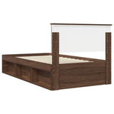 Bed Frame with Headboard Brown Oak 100 x 200 cm Solid Pine Wood 3410642