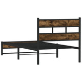 ZNTS Metal Bed Frame without Mattress Smoked Oak 100x190 cm 4017212