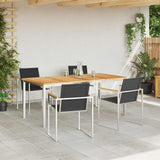 Garden Dining Set 5 pcs Solid Teak Wood and Stainless Steel 3334833