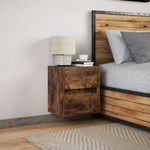 ZNTS Wall-mounted Bedside Cabinet with LED Lights Smoked Oak 3307969