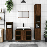 Bathroom Cabinet Brown Oak 80x33x60 cm Engineered Wood 831635