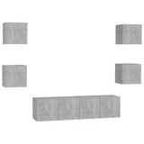 6 Piece TV Cabinet Set Concrete Grey Engineered Wood 3079080