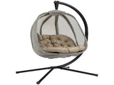 Hanging Egg Chair, Folding Texteline Swing Hammock with Side Pocket, Cushion and Stand for Indoor T3398P320371