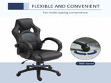 Office Chair Faux Leather Swivel Computer Desk Chair for Home Office with Wheels Armrests Black T3398P328250