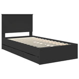 Bed Frame with Drawer Black 100 x 200 cm Engineer Wood 3411146