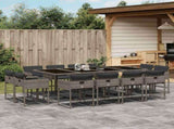 13 Piece Garden Dining Set with Cushions Grey Poly Rattan 3211400
