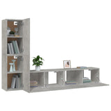 4 Piece TV Cabinet Set Concrete Grey Engineered Wood 3114313