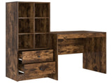 Desk with Drawer with Shelf with Storage 2 pcs Smoked Oak 3337357