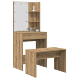 Dressing Table Set with LED Artisan Oak Engineered Wood 3329188