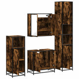 4 Piece Bathroom Furniture Set Smoked Oak Engineered Wood 3301187