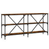 Console Table Smoked Oak 160x30x75 cm Engineered Wood and Iron 832850