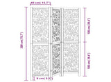 Room Divider 3 Panels Black Solid Wood Paulownia 358751