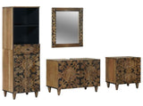 Bathroom Furniture Set with Drawer 4 pcs Brown Solid Mango Wood 3310110