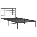 Bed Frame Black Powder-Coated Steel Single Modern Bed Frame 355556