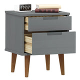 Bedside Cabinet MOLDE Grey 40x35x48 cm Solid Wood Pine 350497