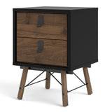 Ry Bedside cabinet 2 drawer in Matt Black Walnut 72186014GMDJ