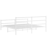 Metal Bed Frame without Mattress with Footboard White 183x213cm 355437