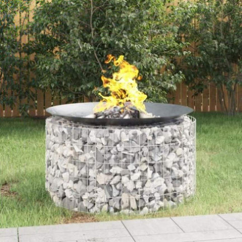 ZNTS Gabion Fire Pit Ø 100 cm Galvanised Iron 153560