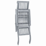 Sun Lounger Grey Wash Acacia Hardwood Full-Length Foldable 45957