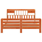 ZNTS Bookcase Bed without Mattress Wax Brown 200x200 cm Solid Wood Pine 3309976