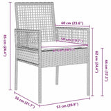 Garden Dining Set with Cushion 5 pcs Light Grey Poly Rattan 3379899