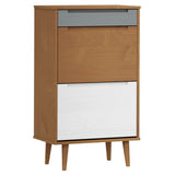 Shoe Cabinet MOLDE Brown 59,5x35x103 cm Solid Wood Pine 350525