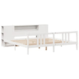 ZNTS Bookcase Bed without Mattress White 200x200cm Solid Wood Pine 3322290