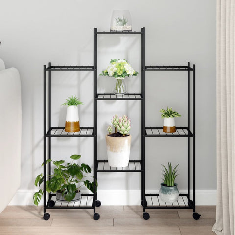 Flower Stand with Wheels 83x25x103.5 cm Black Iron 343124