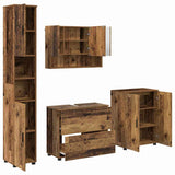 Bathroom Furniture Set 4 pcs Old Wood Engineered Wood and Metal 3393091