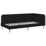 Corner Bed Frame with Headboard Black 90 x 200 cm Fabric 42016571