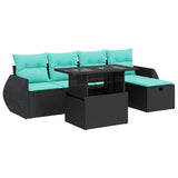 6 Piece Garden Sofa Set with Cushions Grey Poly Rattan Acacia 3327887