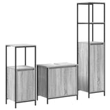Bathroom Furniture Set with Shelf 3 pcs Grey Sonoma and Black 3328397