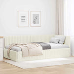 Corner Bed Frame with Headboard Cream 100 x 200 cm Velvet 42016283