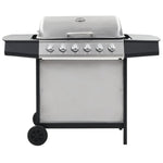 Gas BBQ Grill with 6 Cooking Zones Stainless Steel Silver 44286