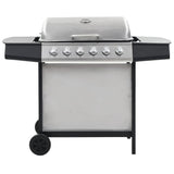 Gas BBQ Grill with 6 Cooking Zones Stainless Steel Silver 44286