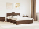Bed Frame with Drawer Brown Oak 135 x 190 cm Engineer Wood 3413428