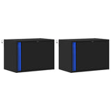 Wall-mounted Bedside Cabinets with LED Lights 2 pcs Black 852092
