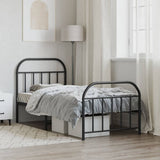 Metal Bed Frame without Mattress with Footboard Black 90x200cm 353646