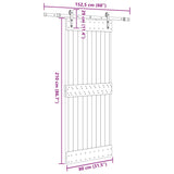 Sliding Door with Hardware Set 80x210 cm Solid Wood Pine 3332689